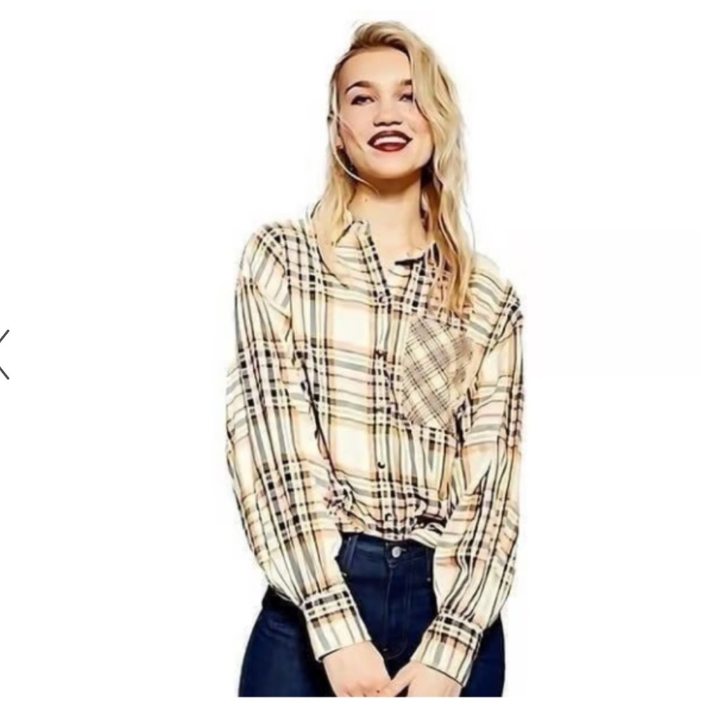 TopShop Plaid Flannel “Murphy” Button Down Shirt NWT
